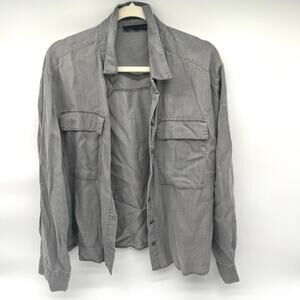 JANE and DELANCEY Gray Button Up Blouse, XL